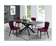 Tavolo da pranzo allungabile da 6 a 8 coperti in Ceramica e Vetro temperato Antracite - ALBINA