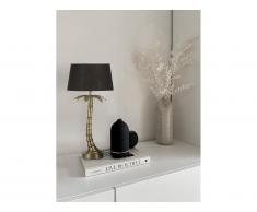 Lampada da tavolo a forma di palma in Metallo dorato e abat jour D.30 x H. 67 cm in Velluto Nero - EIVISSA