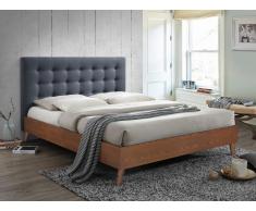Letto matrimoniale 160 x 200 cm in Tessuto grigio - FRANCESCO