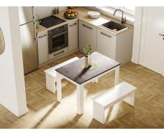 Tavolo da pranzo 4 posti Bianco, ripiano effetto cemento - CASSY II