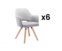 Sedia con braccioli Tessuto e Faggio Grigio - Lotto di 6 - MAYELINE