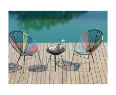 Salotto da giardino in resina intrecciata Multicolore II: tavolo e 2 sedie - ALIOS II