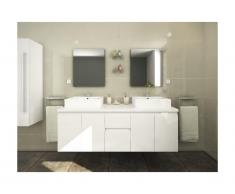 Mobili da bagno LAVITA II sospesi doppio lavabo e specchi - Bianco