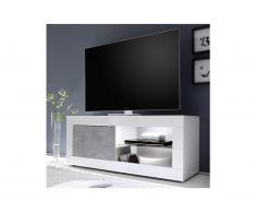 Mobile TV con LED e 1 Anta Bianco laccato e calcestruzzo - COMETE