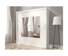 Armadio con specchio 2 ante scorrevoli e 4 specchi L180 cm Bianco - KATARINA