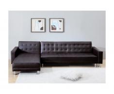 Divano letto angolare reversibile in similpelle WILLIS - Marrone