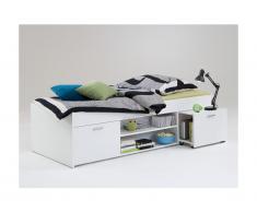 Letto singolo con vani portaoggetti 90 x 200 cm Bianco - ALORA