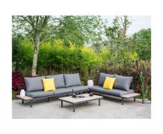 Salotto da giardino: 2 divani tavolini integrati, un tavolino e un tavolo in più Alluminio e Polywood - BOSA
