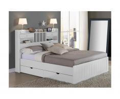 Letto matrimoniale alla francese con scomparti 140 x 190 in Pino Bianco - MEDERICK