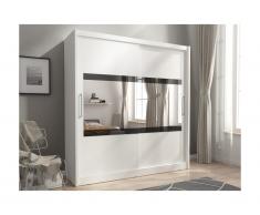 Armadio 2 ante scorrevoli con specchio L.180 cm Bianco - NIELS