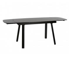 Tavolo da pranzo allungabile LISANDRO - da 6 a 8 coperti - Vetro temperato e Metallo - Antracite