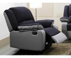 Poltrona relax in microfibra e similpelle BILSTON - Nero e grigio