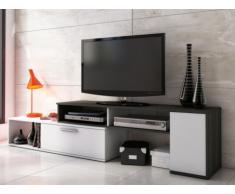 Mobile TV allungabile e modulabile DARYL - 2 ante - Antracite & bianco