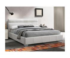 Letto matrimoniale WANDA - 160 x 200 cm - Cuoio di bufalo - Bianco
