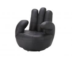Poltrona a forma di mano girevole in similpelle Nero - CATCHY