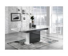 Tavolo da pranzo allungabile PERCEPTION - da 6 a 8 coperti - Grigio e Bianco