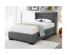 Letto testata capitonné - 90 x 200cm - Tessuto grigio - MASSIMO