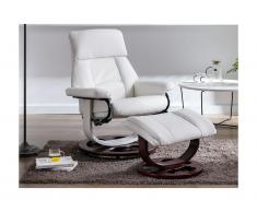 Poltrona relax e poggiapiedi in Pelle artificiale Bianco - MYOSOTIS II