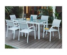 Sala da pranzo da giardino PAIA in alluminio - un tavolo + 6 poltrone - Seduta grigia
