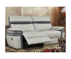 Divano 3 posti relax in similpelle e microfibra Grigio e fasce antracite - MERCUTIO