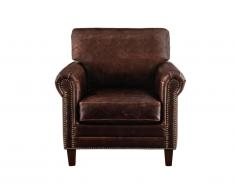 Poltrona in pelle invecchiato - Marrone - CASSANDRA