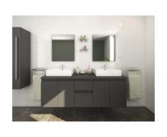 Mobili da bagno LAVITA II sospesi doppio lavabo e specchi - Grigio