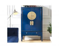 Armadio NANTONG - 2 anta e 2 cassetti - L.105 cm - Legno d'olmo - Blu notte