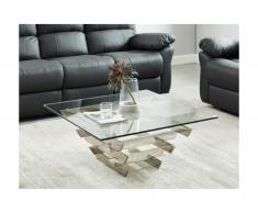 Tavolino quadrato design in Vetro temperato e metallo - CASTELLANA