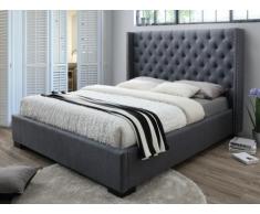 Letto matrimoniale con testiera capitonné 160 x 200 cm in Tessuto Grigio - MASSIMO