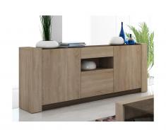 Credenza SUMAI - 3 ante e 1 cassetto - Color quercia e marrone