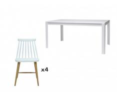 Set tavolo LEANDRE + 4 sedie DAGMAR - Bianco e Quercia