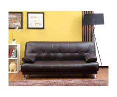 Divano letto clic-clac MAXIME in similpelle - Marrone