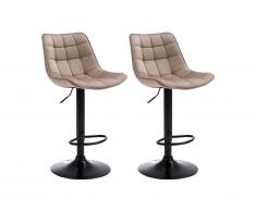 Sgabello da bar Velluto e Metallo Beige - Lotto di 2 - LIMA II