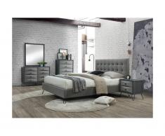 Set CAMERA COSTANZA: letto 140 x 190cm e 2 comodini Tessuto Grigio