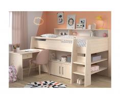 Letto combinato Con Scrivania e scomparti 90 x 200 cm Rovere + materasso - APOLINE