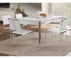 Tavolo da pranzo 4 posti con 2 cassetti Bianco e cromo - GUNNAR