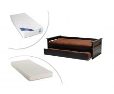 Letto divano con letto estraibile 90 x 190 abete nero - ALFONSO + 2 materassi inclusi