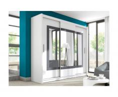 Armadio 3 ante scorrevoli con specchio L250 cm Bianco - AUTLAN