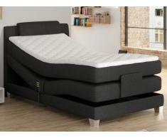 Set letto boxspring testata + reti relax elettriche + materasso + topper CASTEL di PALACIO - 100x200 cm - Tessuto antracite