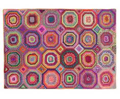 Tappeto tessuto a mano con materiali riciclati bohème-chic TAPAY - 160x230 cm - Multicolore