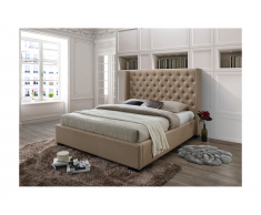 Letto matrimoniale con testiera capitonné 160 x 200 cm in Tessuto Beige - MASSIMO