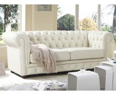 Divano a 3 posti 100% cuoio CHESTERFIELD - Panna