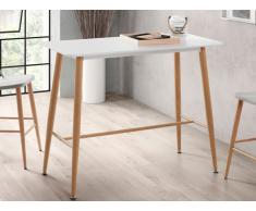 Tavolo alto DAGMAR - MDF e Metallo effetto quercia - Bianco