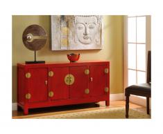 Credenza 4 ante in Legno dolmo Rosso - YUNAN