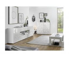 Credenza con 2 ante e 4 cassetti Bianco laccato - ERIS