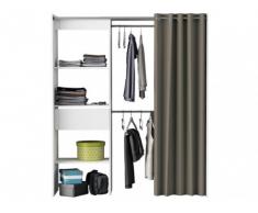 Armadio dressing estensibile KYLIAN - L 114/168 cm - Bianco e grigio