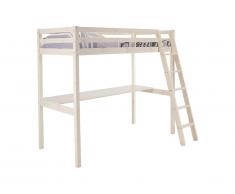 Letto a soppalco con scrivania 90 x 190 cm in Pino massello - Sbiancato - GEDEON