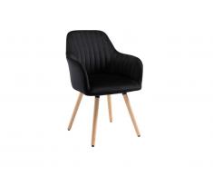 Sedia con braccioli ELEANA - Velluto e Legno - Grigio