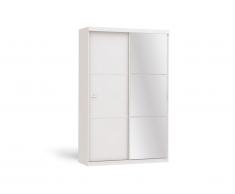 Armadio con specchio PEGGY - 2 porte scorrevoli - L 144 cm - Bianco