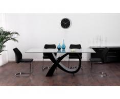 Tavolo da pranzo ETREINTE - 8 coperti - MDF e vetro temperato - Nero